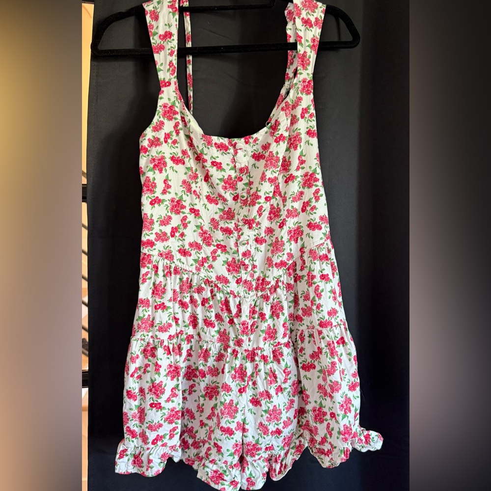 Wild Fable Floral Print Romper - Pink and White